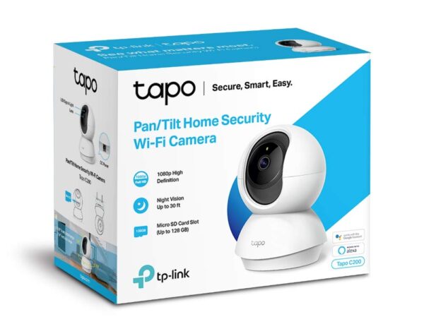Tapo TP-Link C200 360° 2MP 1080p Full HD Pan/Tilt Home Security Wi-Fi Smart Camera| Alexa Enabled| 2-Way Audio| Night Vision| Motion Detection| Sound and Light Alarm| Indoor CCTV White - Image 2
